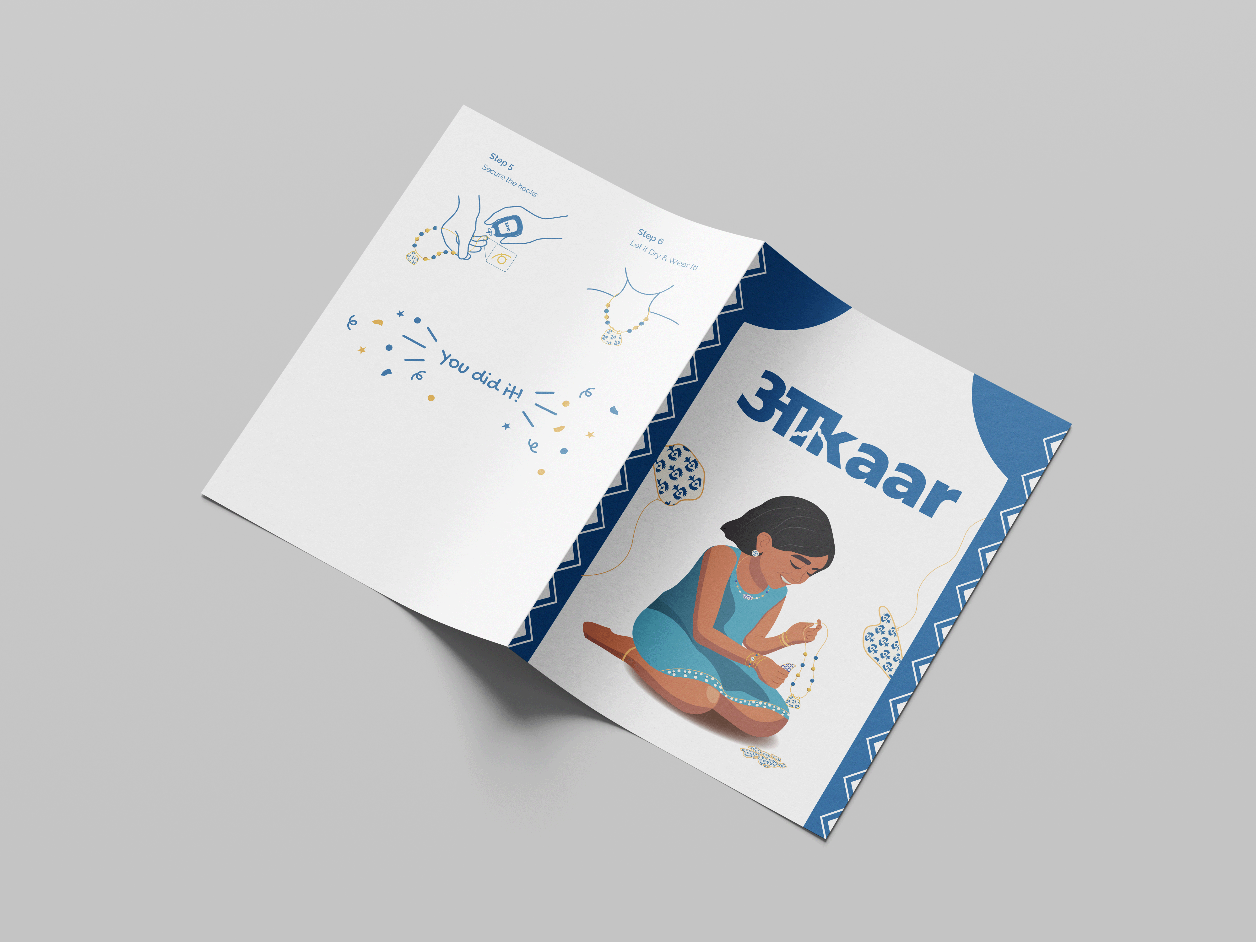 Top side of the AAKAR instruction manual showing kit contents and making steps