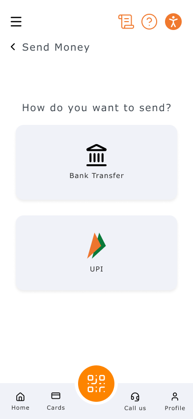 Large payment method cards with accessibility