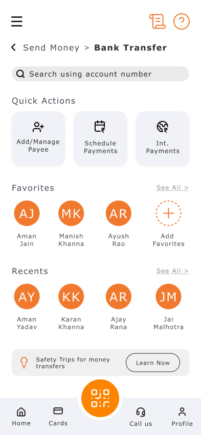 Breadcrumb: Send Money > Bank Transfer