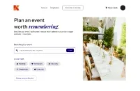 A white exploration: copy and search field on the left, a single table photograph on the right, occasion chips under the field